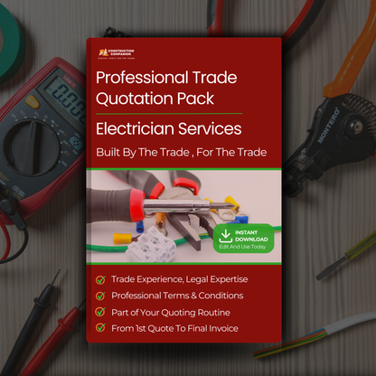Professional Trade Quotation Pack for Electrician Services - Includes Trade written terms and condition templates and invoice terms and conditions 